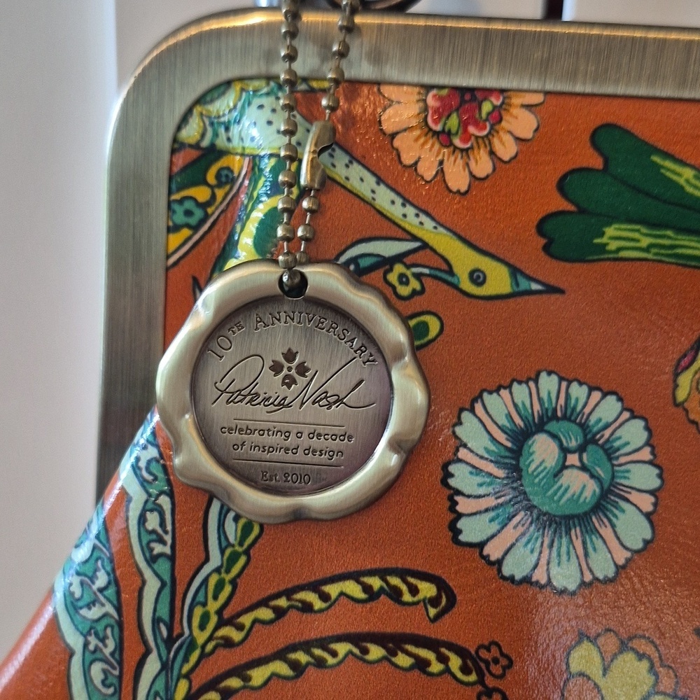 NWT Patricia Nash 10th Anniv. Frame Bag Birds of Paradise Koi Orange Satchel - Picture 3 of 9